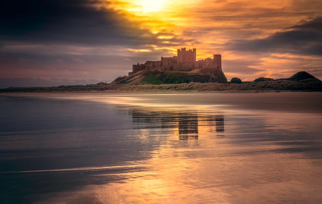 Beautiful castle at sunset.