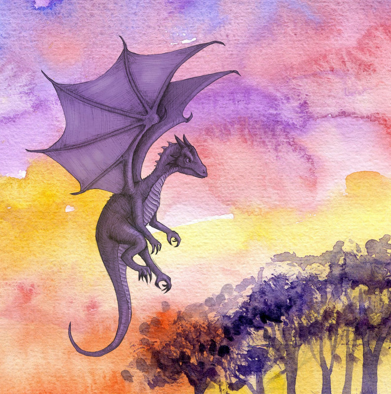 Watercolor dragon painting