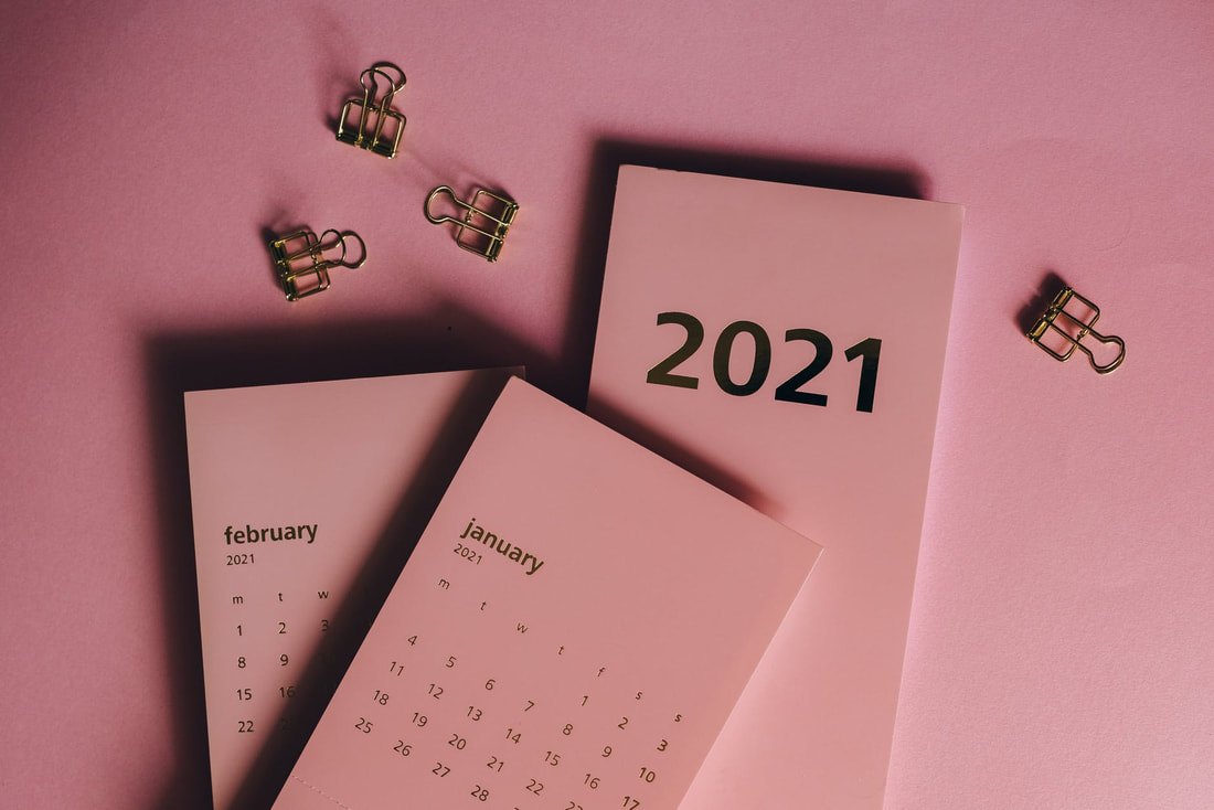 2021 Planner with the January and February pages presented.